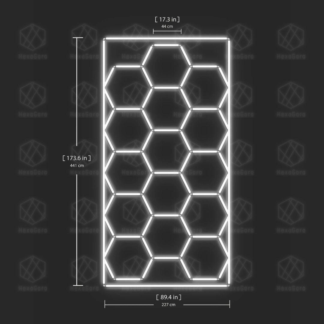 Hexagonal Lights Grid - 15 Hex With Color Border - HexaGara