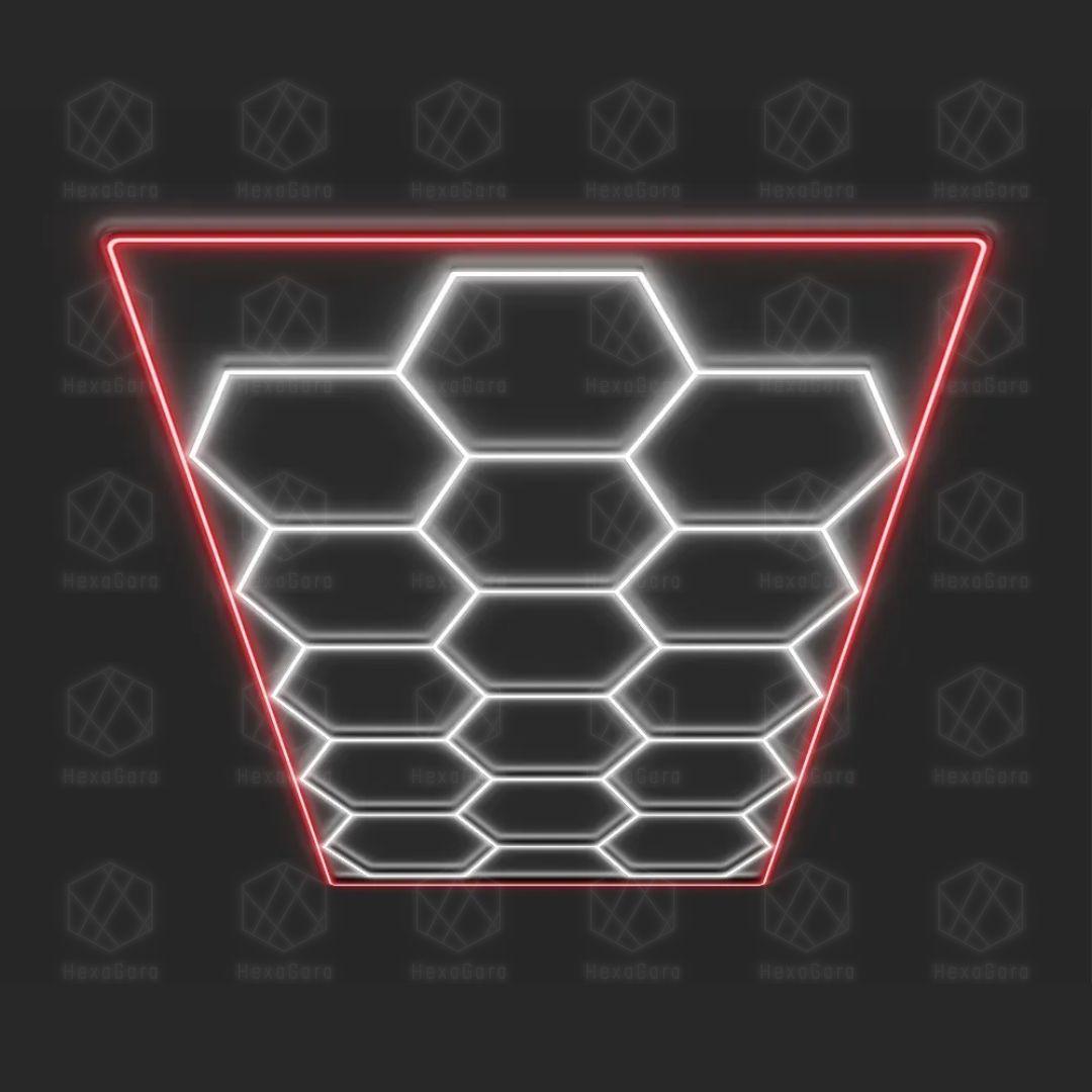 Hexagonal Lights Grid - 15 Hex With Color Border - HexaGara