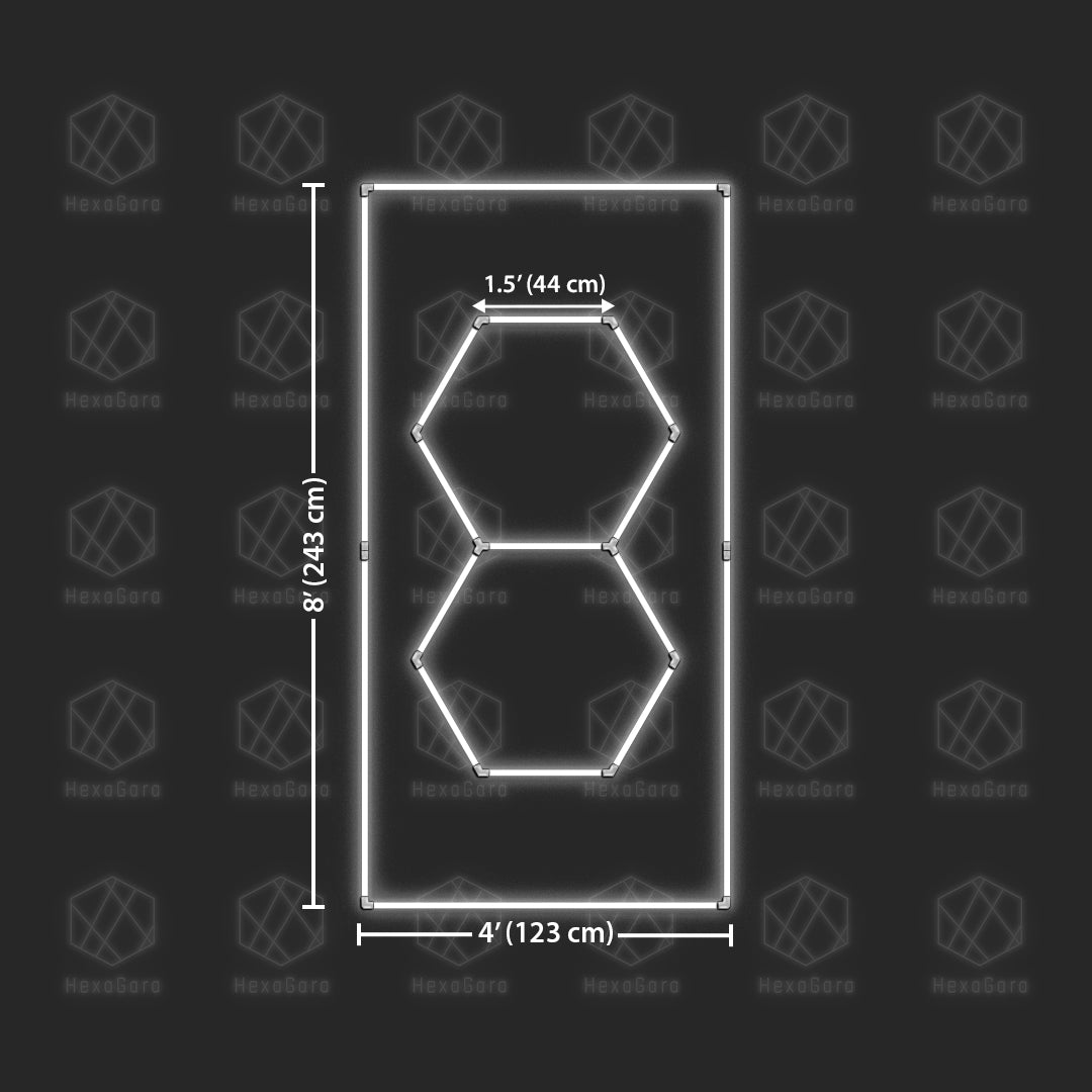 Hexagon Lights Grid - 2 Hexagon with Border (8' x 4'/ 1.2M x 2.4M)