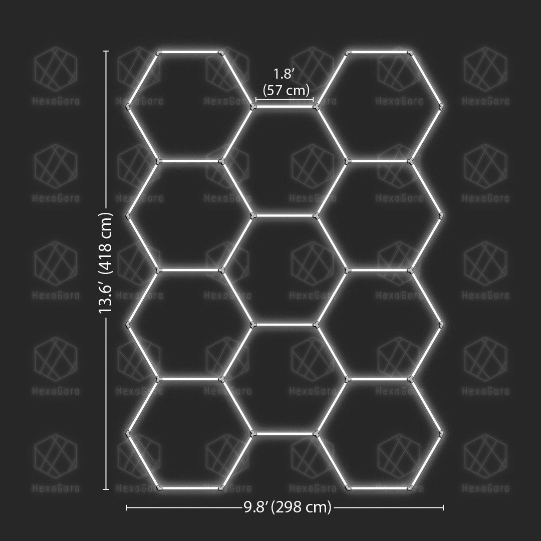 Large Hexagonal Lights (11 Hex) - 9.8'x13.6' (57cm Light Tubes)