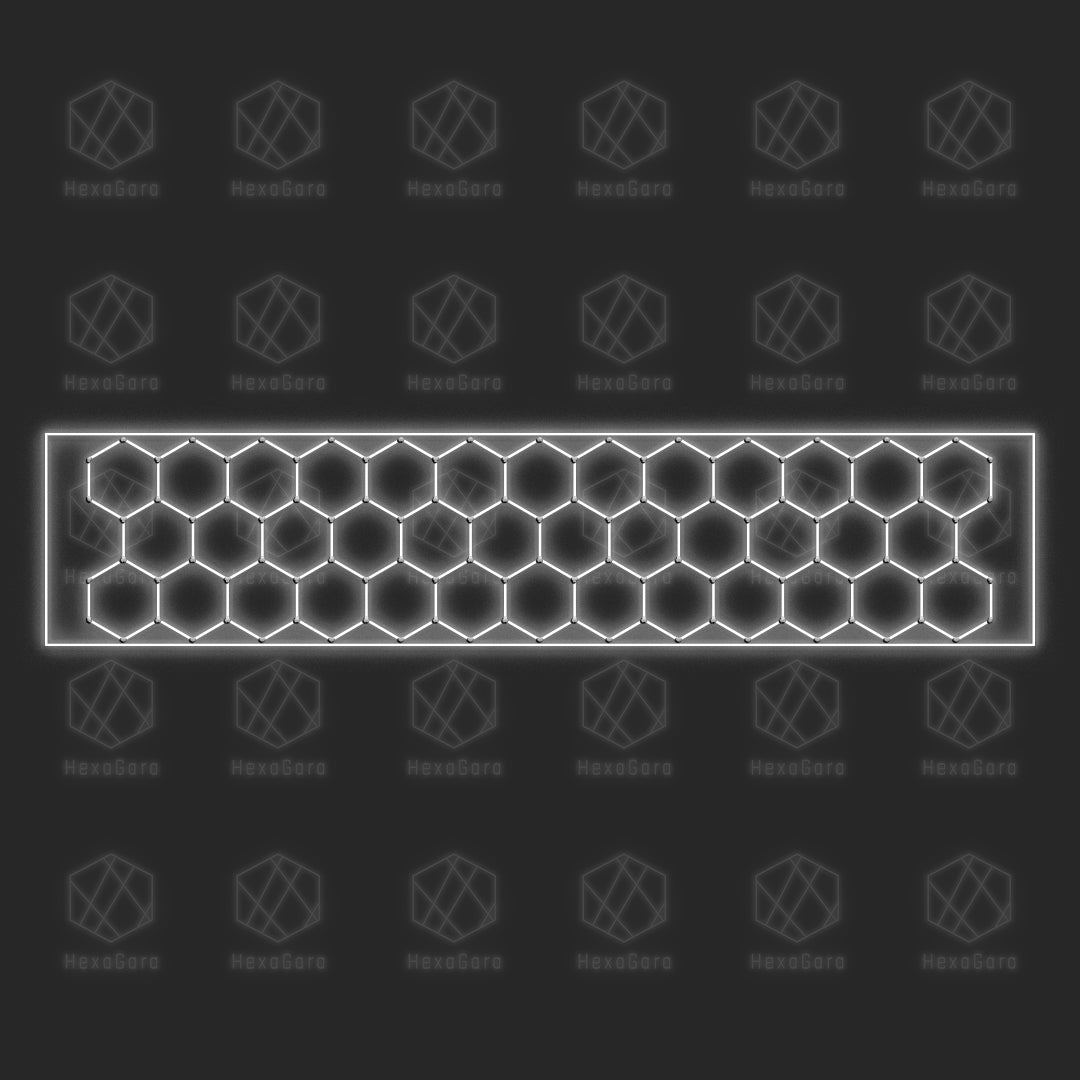 Hexagon Lights - 38 Large Hexagons with Border(44' x 9'9"/ 13.5M x 3M) - HexaGara