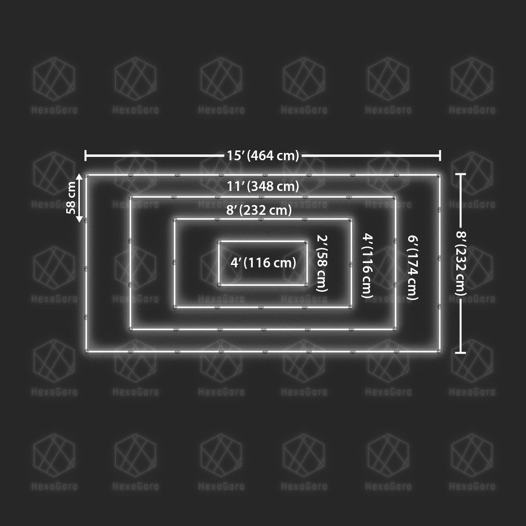 Grille lumineuse rectangulaire de grande taille - Triple