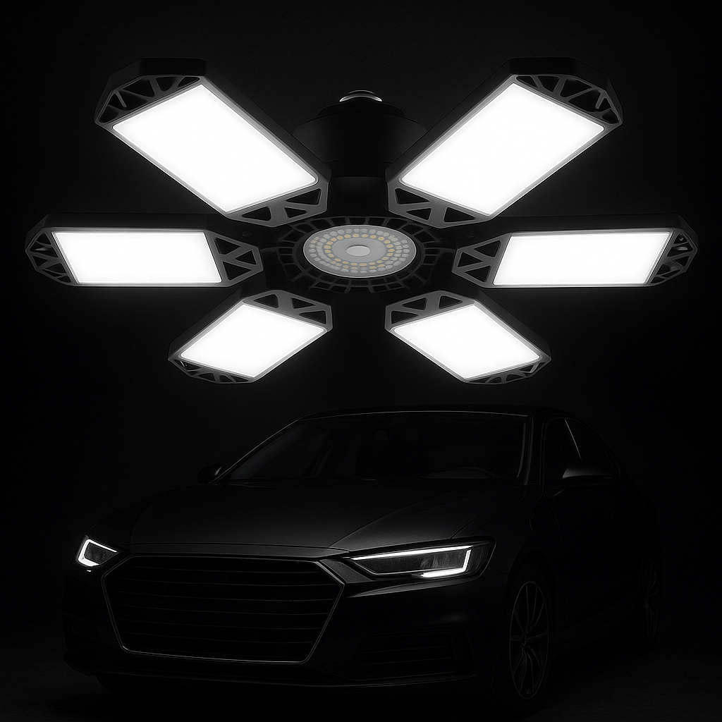 Super Bright Multi-Directional Ceiling Garage Lights - 6 Panels (15k Lumens)