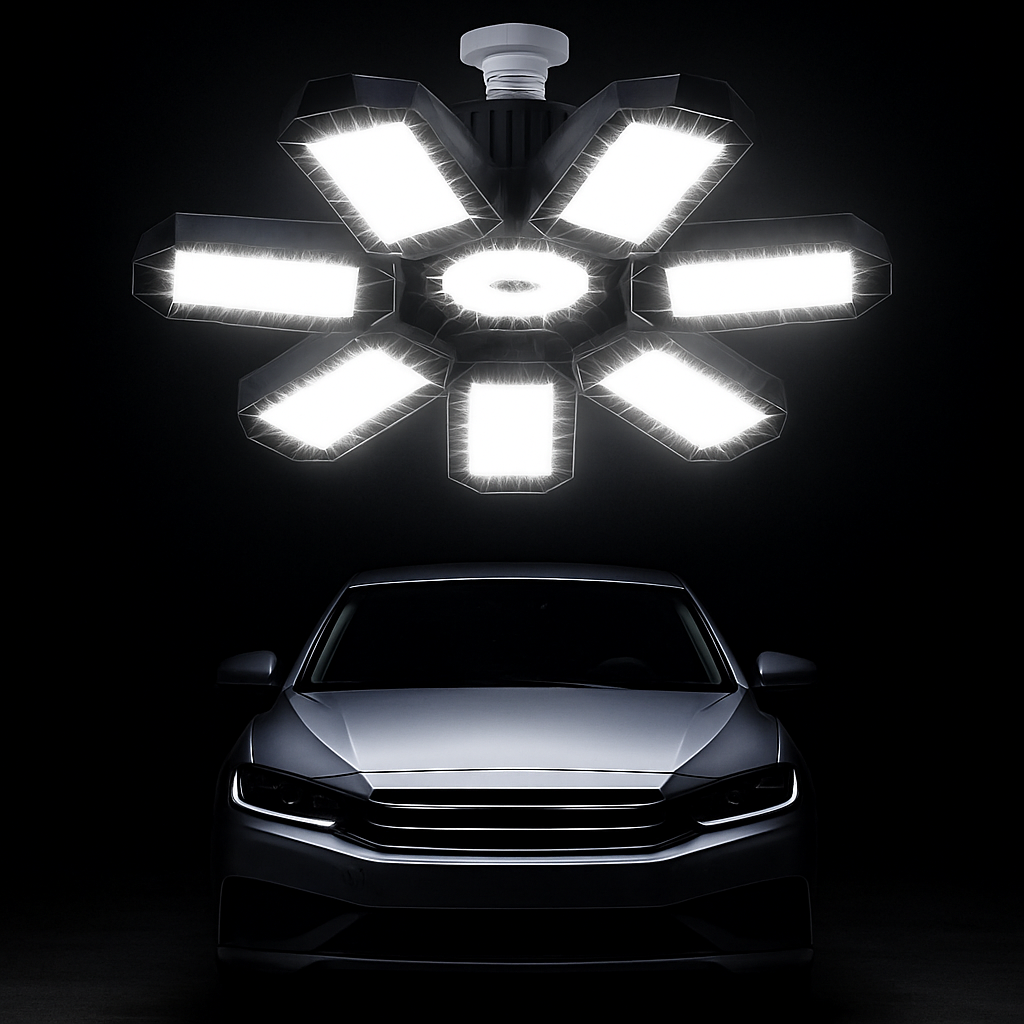 Multi-directional Garage Ceiling Lights (7 Panels, 15k Lumens)