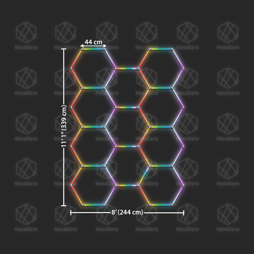 RGB Hexagon Lights Grid - 11'1" x 8' (11 Hexagons)