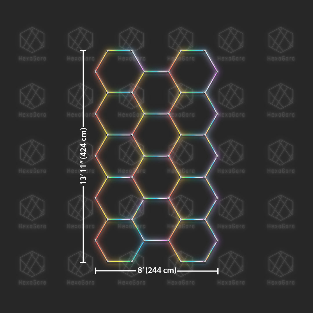 RGB Hexagon Lights Grid - 8' x 13'11" (14 Hexagons)