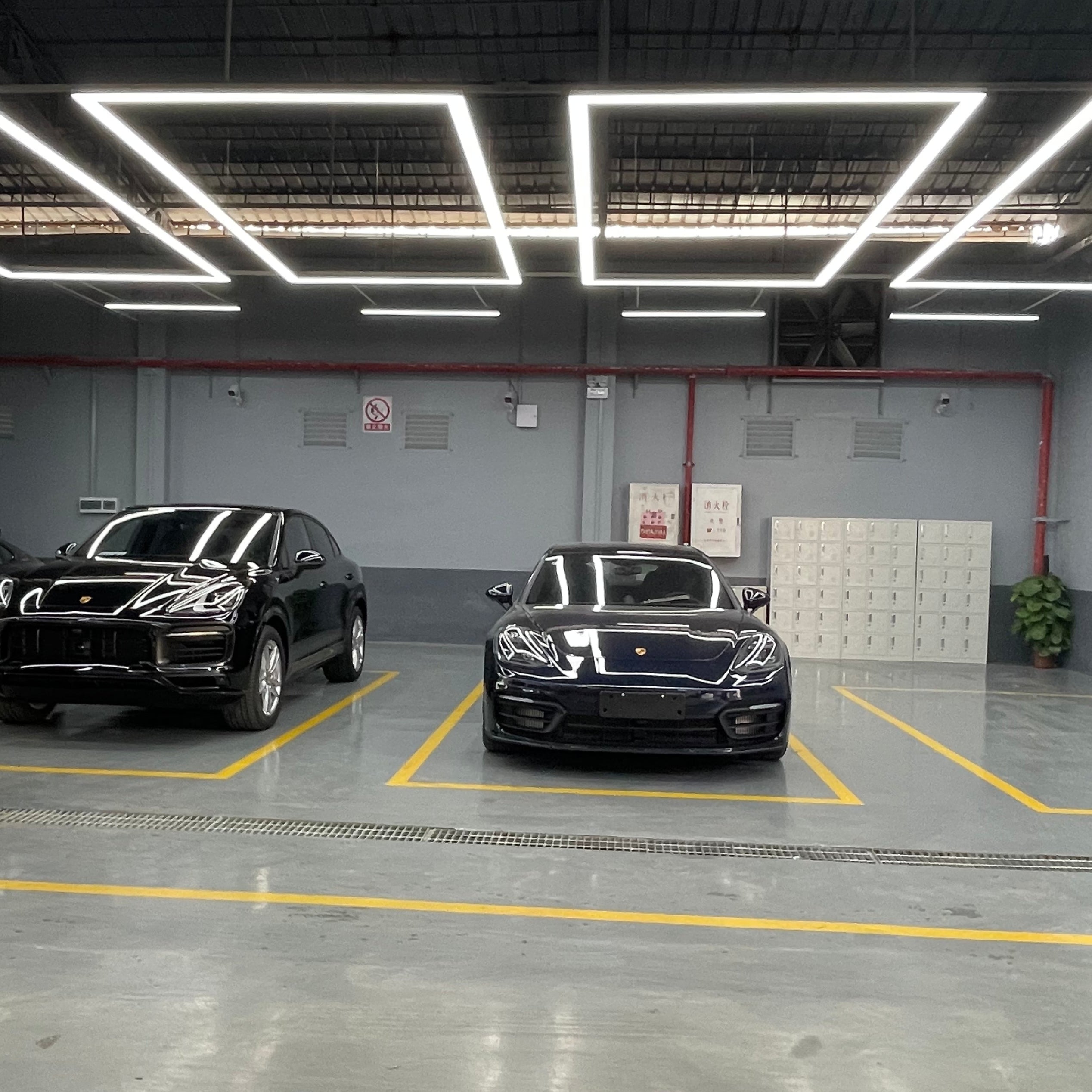 Parking garage with cars parked inside