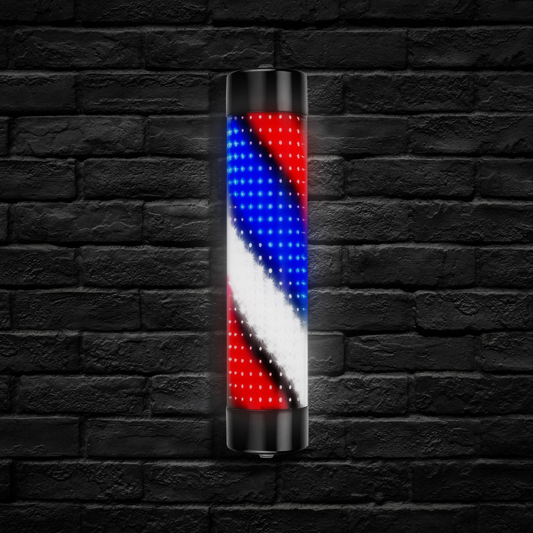 Rotating LED Barber Pole Light – 15 cm × 65 cm Black Caps - HexaGara