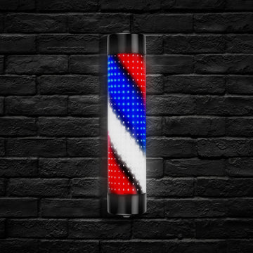Rotating LED Barber Pole Light – 15 cm × 65 cm Black Caps - HexaGara