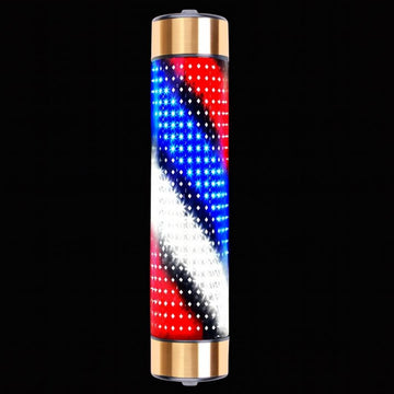 Rotating LED Barber Pole Light – 15 cm × 65 cm Gold Caps