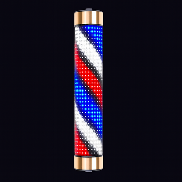 Rotating LED Barber Pole Light – 15 cm × 95 cm Gold Caps