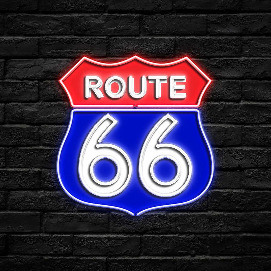 Route 66 Glass Neon Sign – Vintage - HexaGara