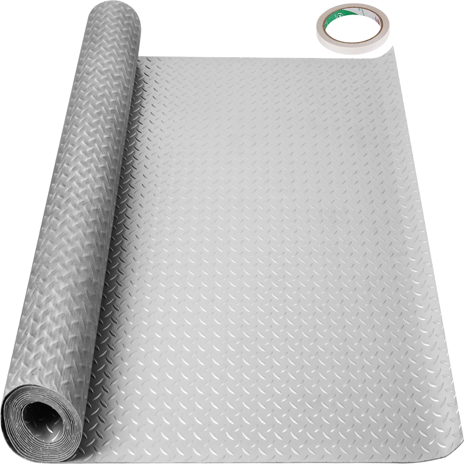 Tapis de garage robuste en tôle diamantée à enroulement