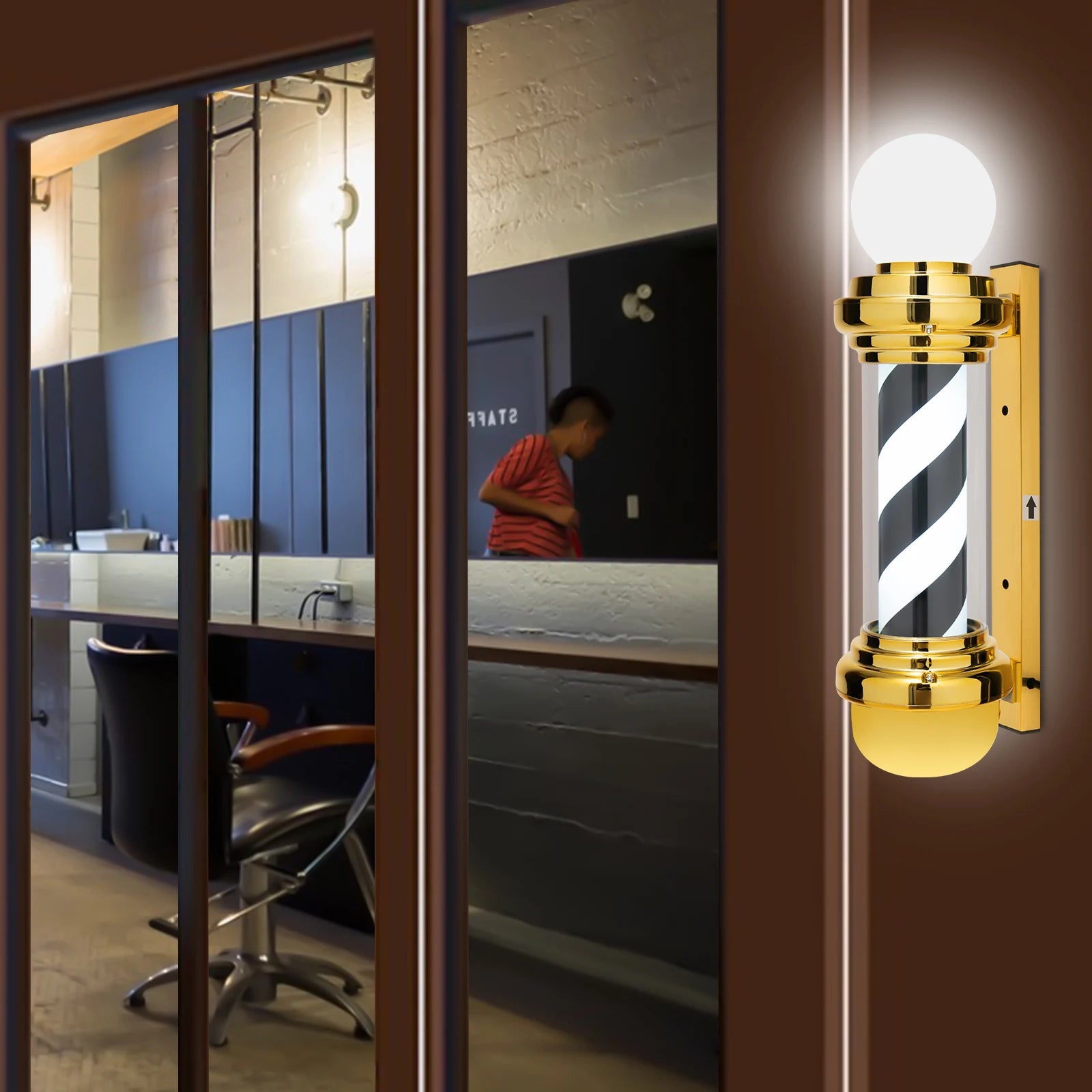 Barber LED Pole Light (Gold Caps, 68cm x 23cm)