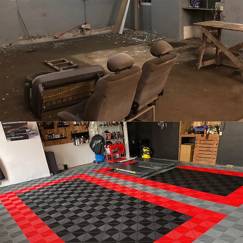 Vented Grid-Top Interlocking Garage Tiles (Multi-Color Options)