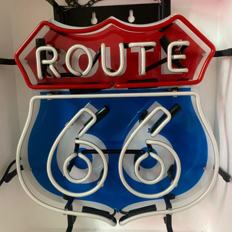 Route 66 Glass Neon Sign – Vintage
