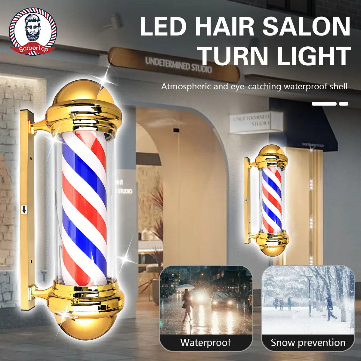 Barber Shop Rotating Entrance Pole Light - 60cm x 24cm - HexaGara