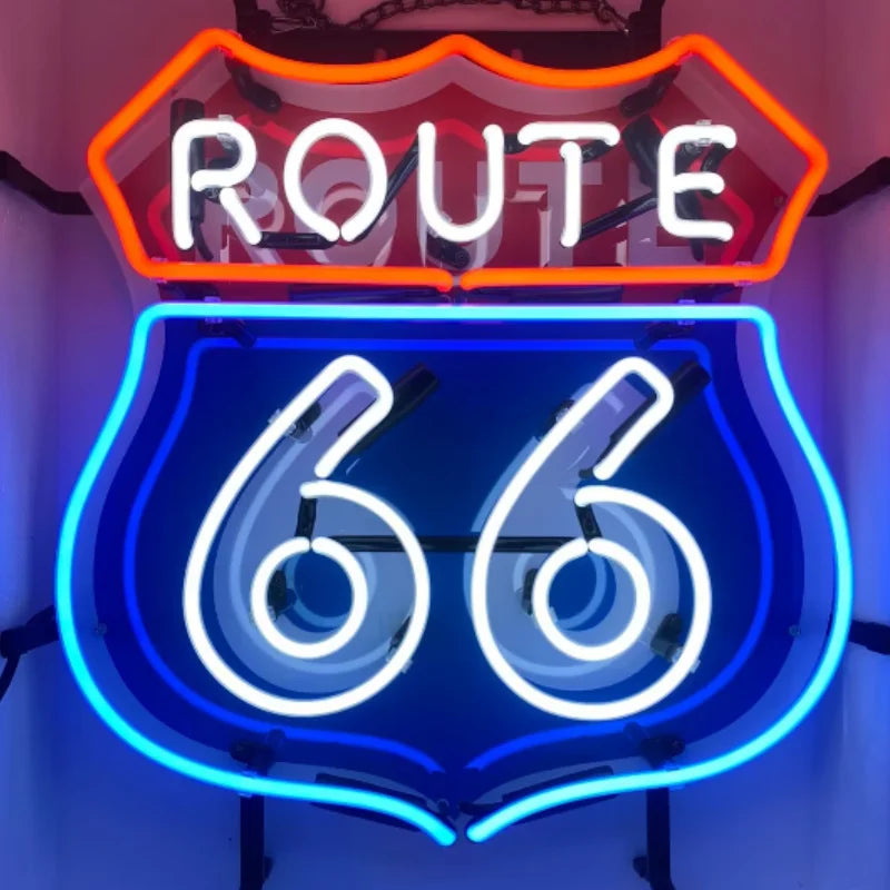 Route 66 Glass Neon Sign – Vintage