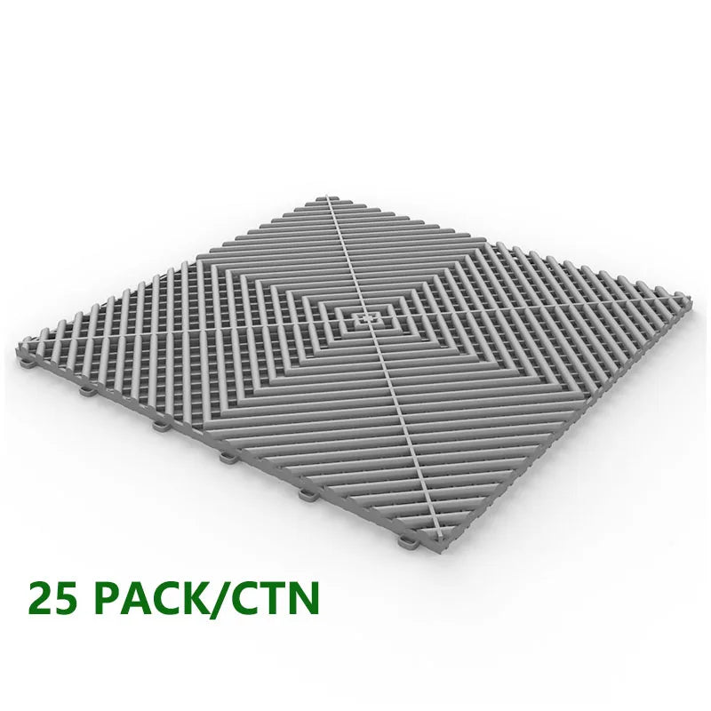 Vented Grid-Top Interlocking Garage Tiles (Multi-Color Options)