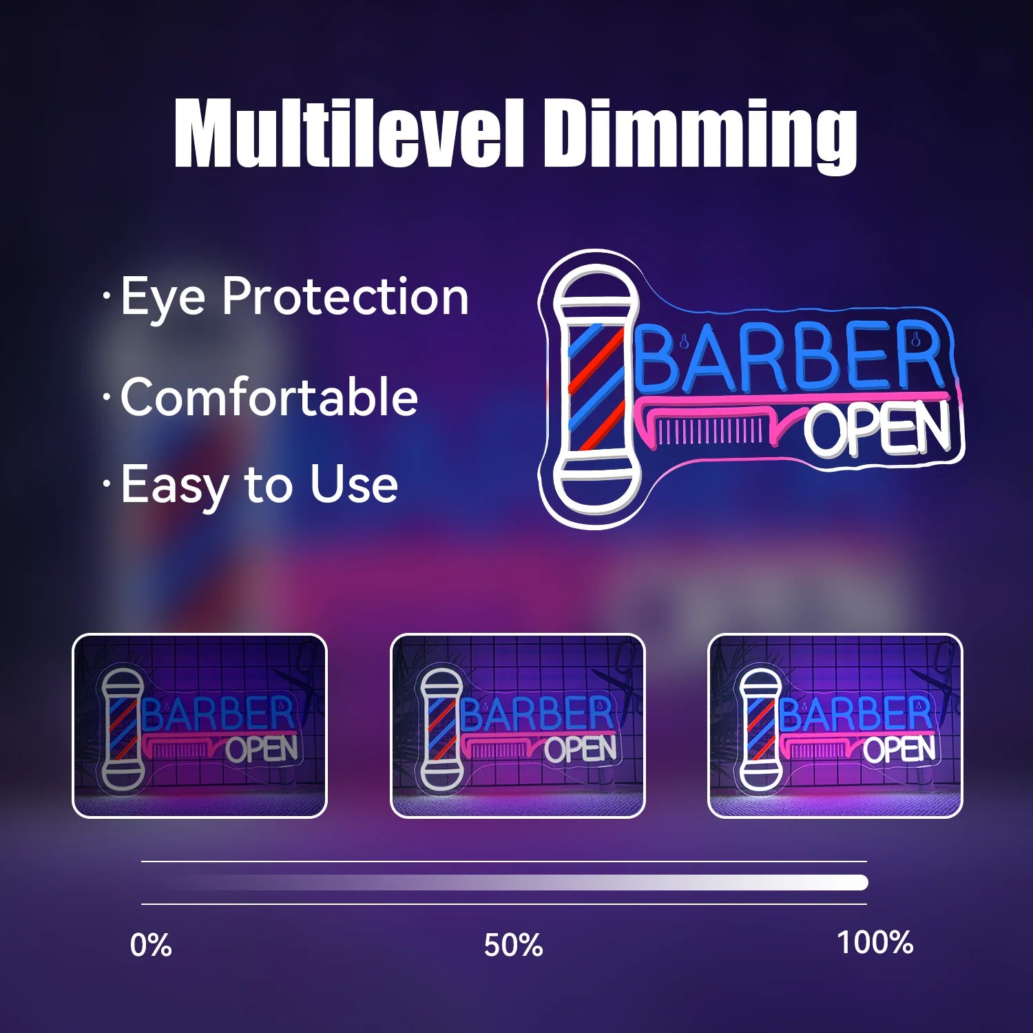 Barber Pole Open LED Neon Sign