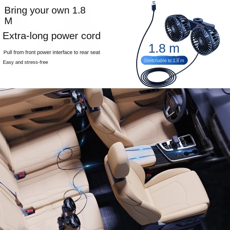 USB Dual-Head Car Cooling Fan