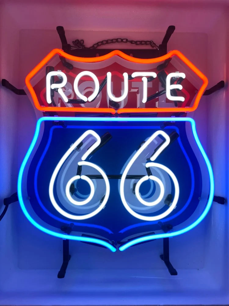 Route 66 Glass Neon Sign – Vintage