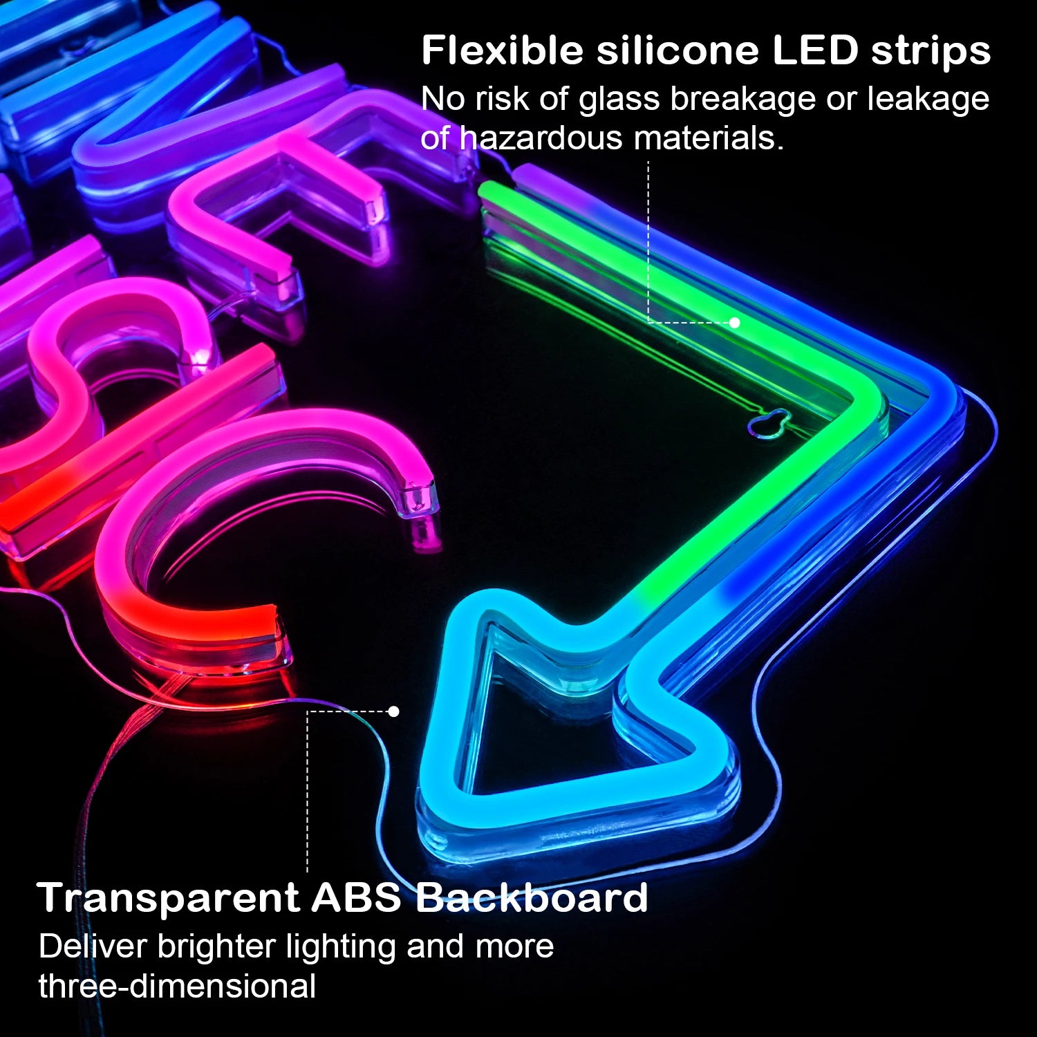 "Live Music" LED Neon Sign — USB Powered, Dimmable, Dynamic RGB