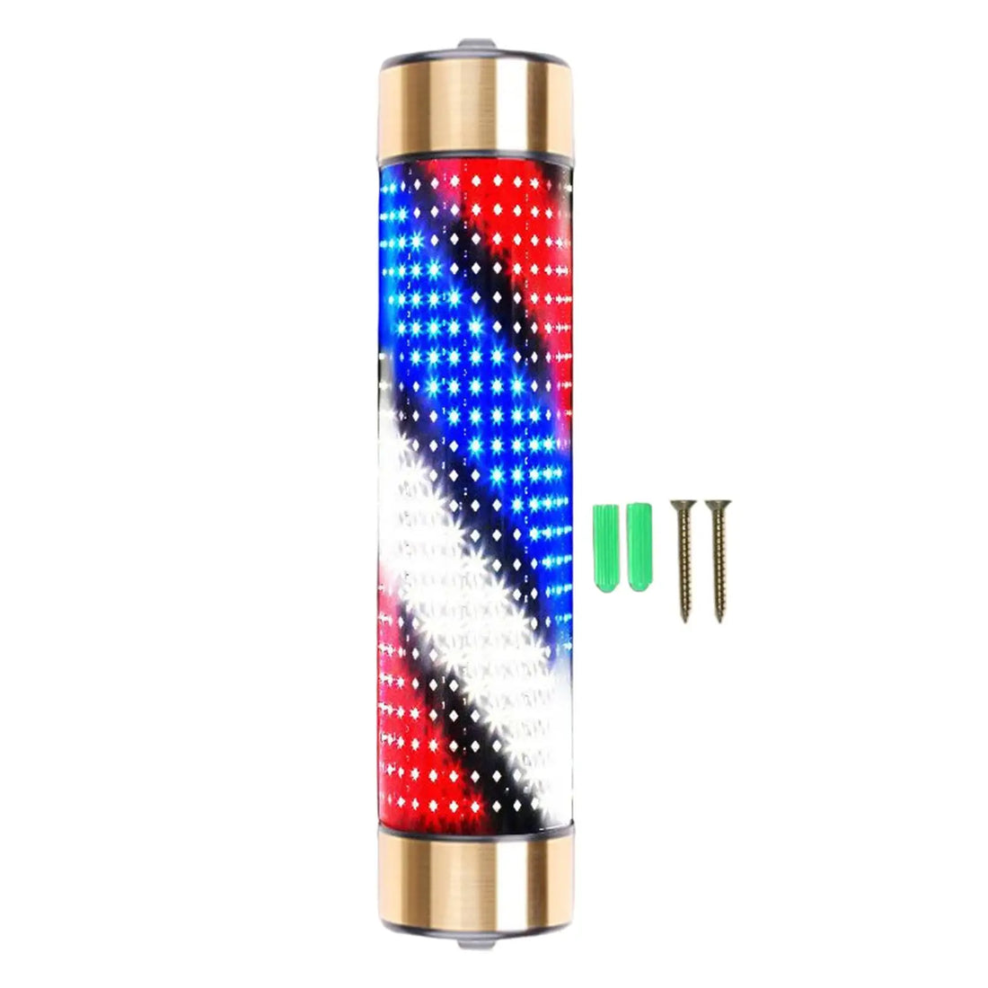 Rotating LED Barber Pole Light – 15 cm × 65 cm Gold Caps