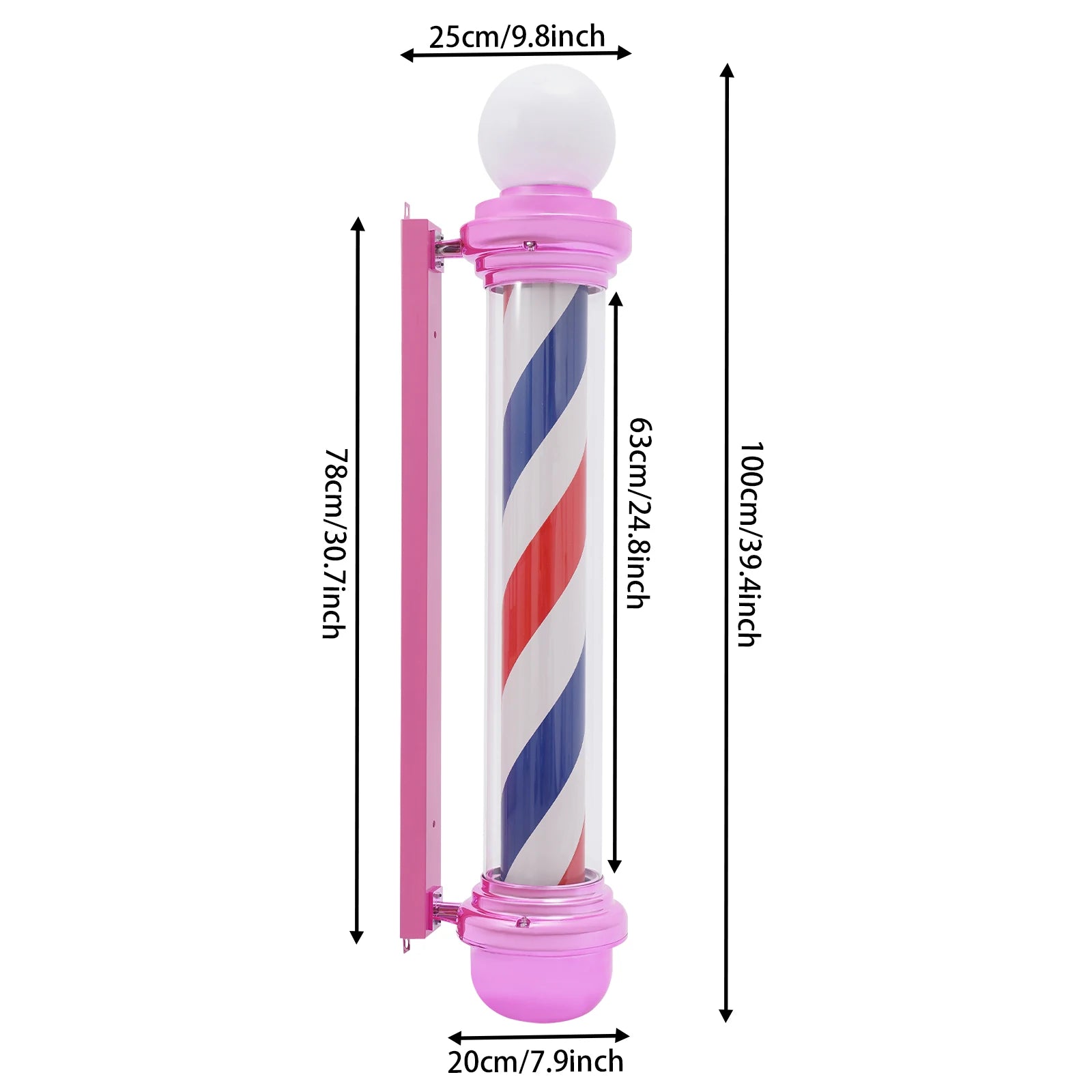 Barber Pole Decorative Lights (Pink, 100cm x 25cm)