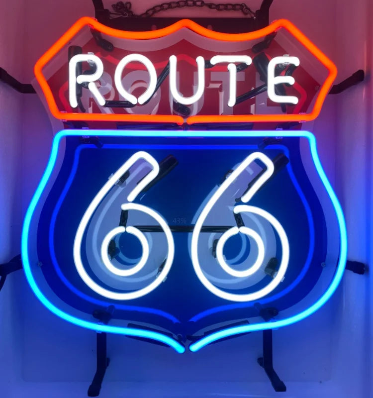 Route 66 Glass Neon Sign – Vintage
