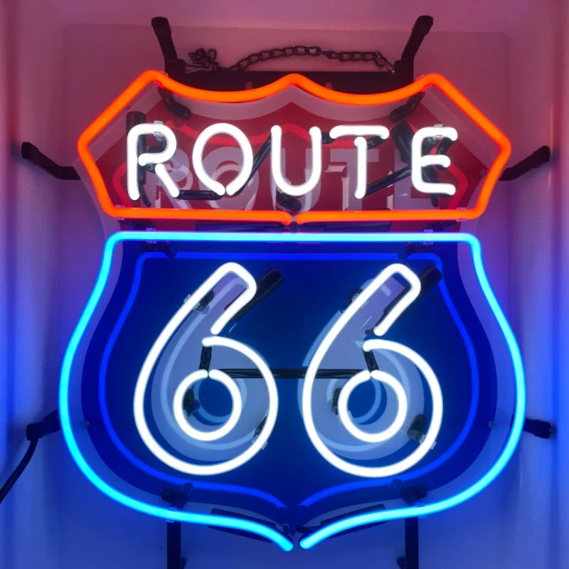 Route 66 Glass Neon Sign – Vintage