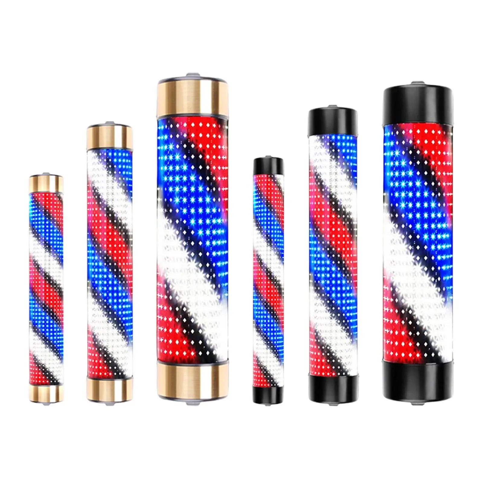 Rotating LED Barber Pole Light – 15 cm × 95 cm Gold Caps