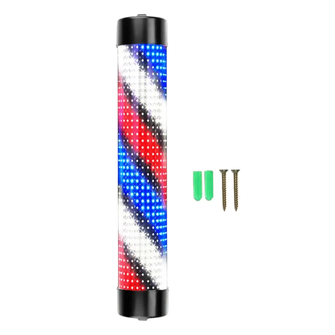 Rotating LED Barber Pole Light 15 × 95 cm – Black Caps