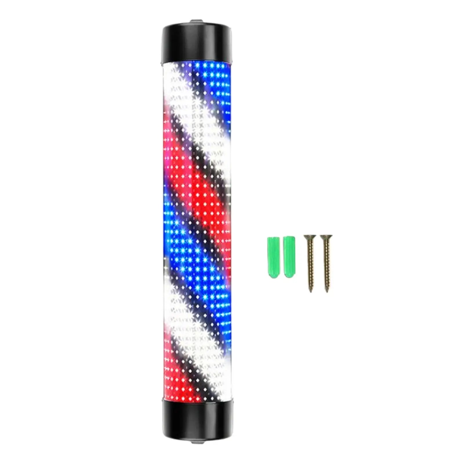 Rotating LED Barber Pole Light 15 × 95 cm – Black Caps