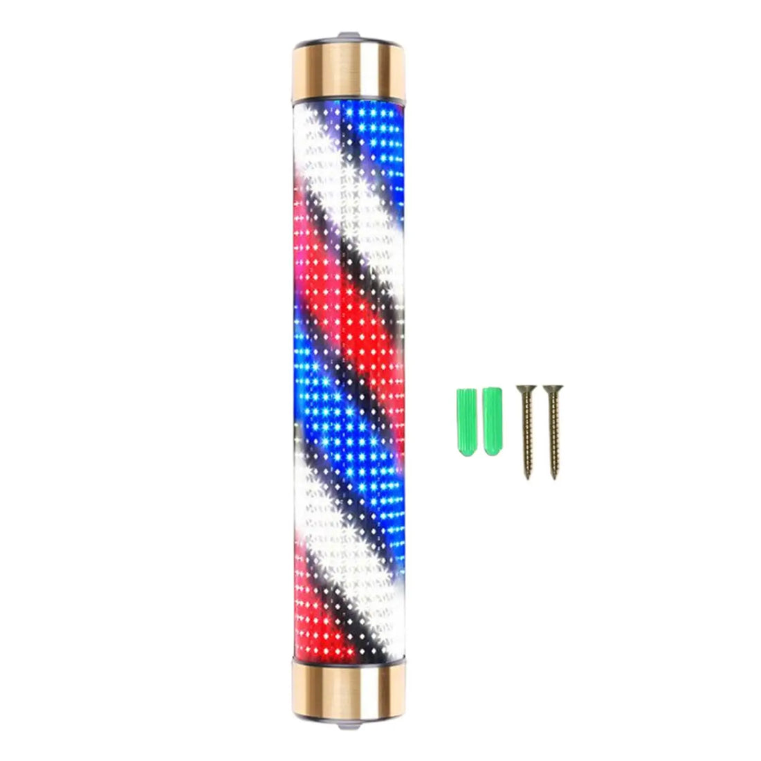 Rotating LED Barber Pole Light – 15 cm × 95 cm Gold Caps
