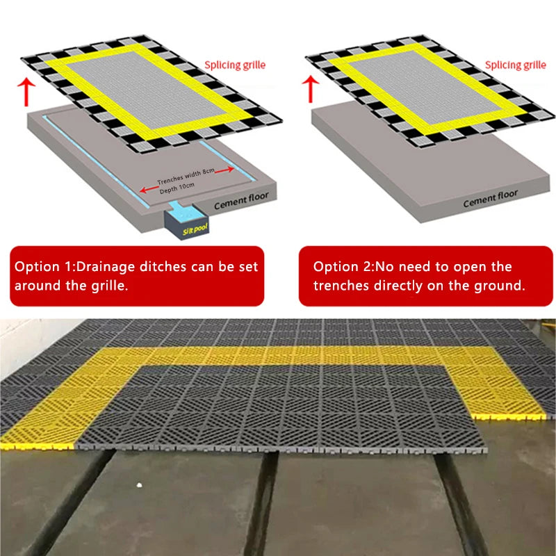 Vented Grid-Top Interlocking Garage Tiles (Multi-Color Options)