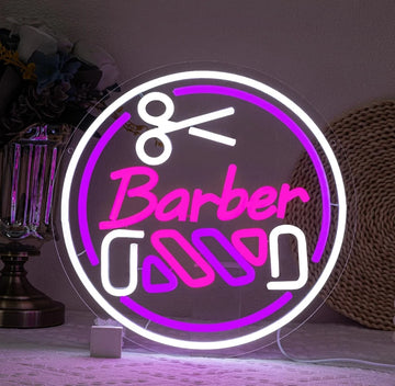 Barber Pole LED Neon Sign – Purple & Pink Multi-Colored Light