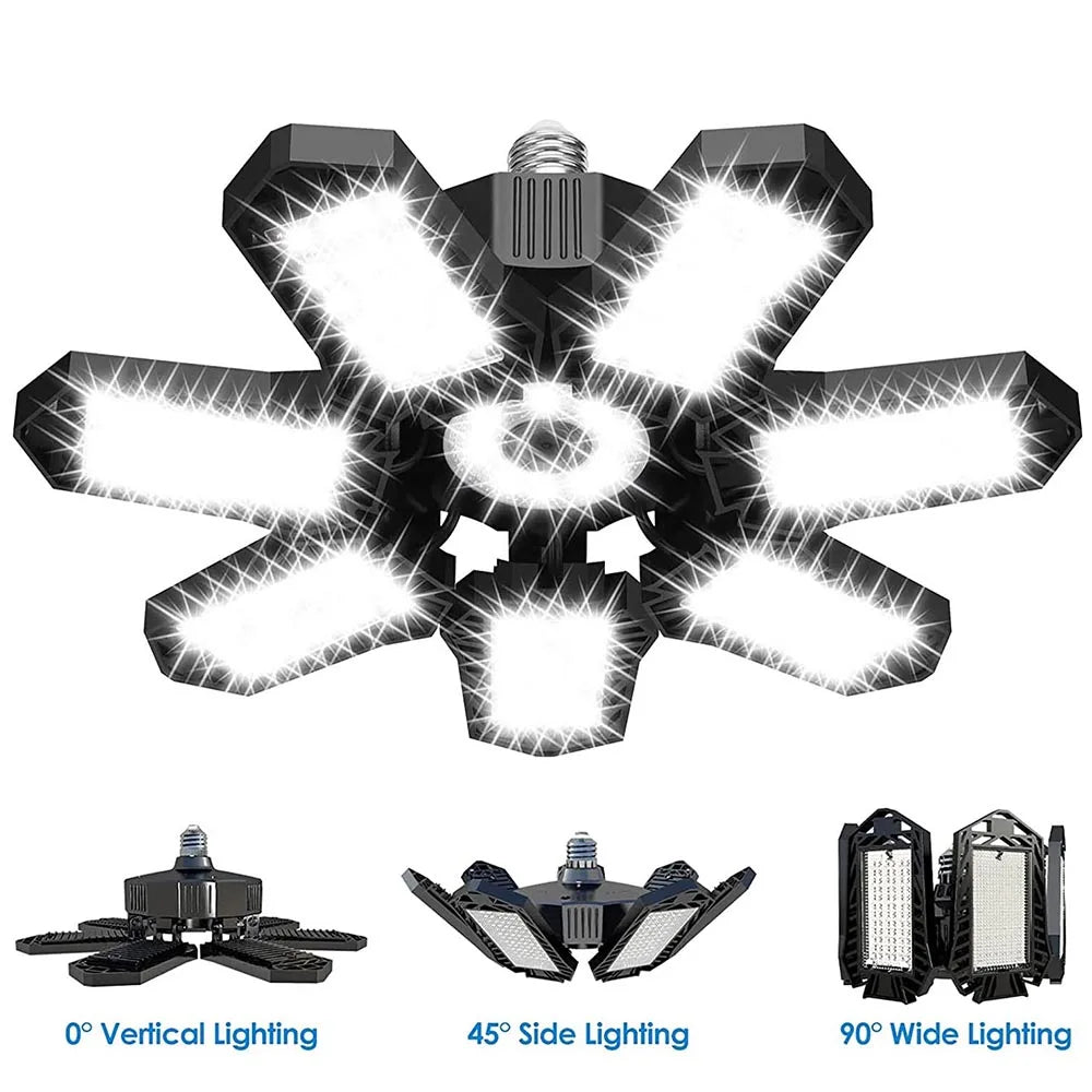 Multi-directional Garage Ceiling Lights (7 Panels, 15k Lumens)