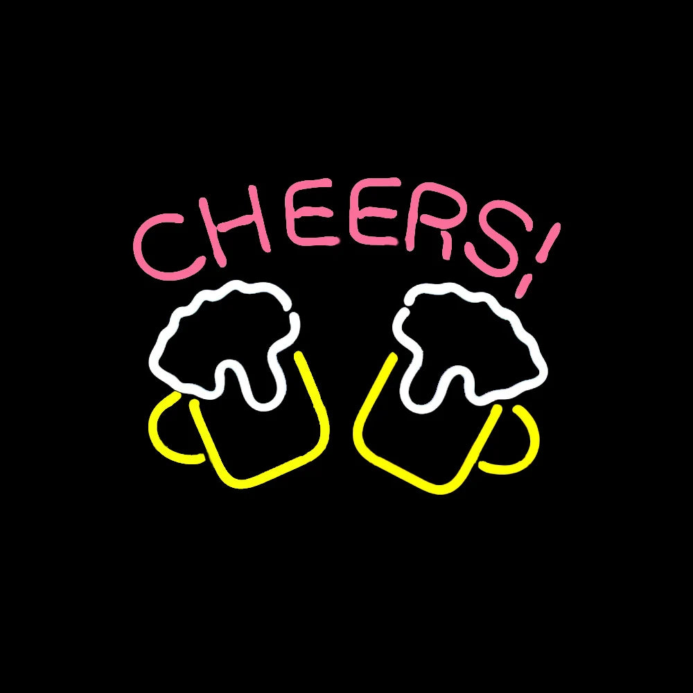 "Cheers" Glasses Mug Neon Sign (Glass Tube)