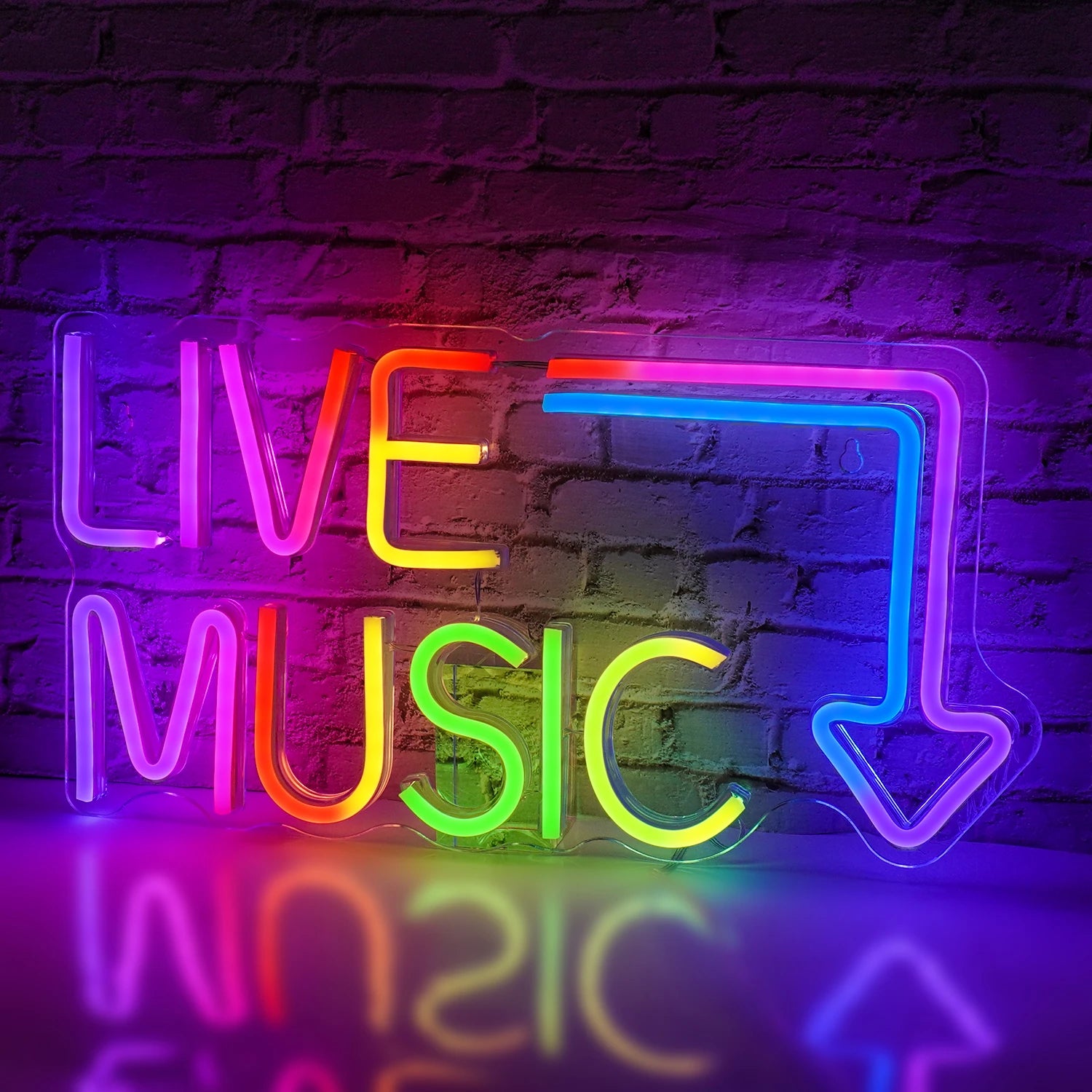 "Live Music" LED Neon Sign — USB Powered, Dimmable, Dynamic RGB
