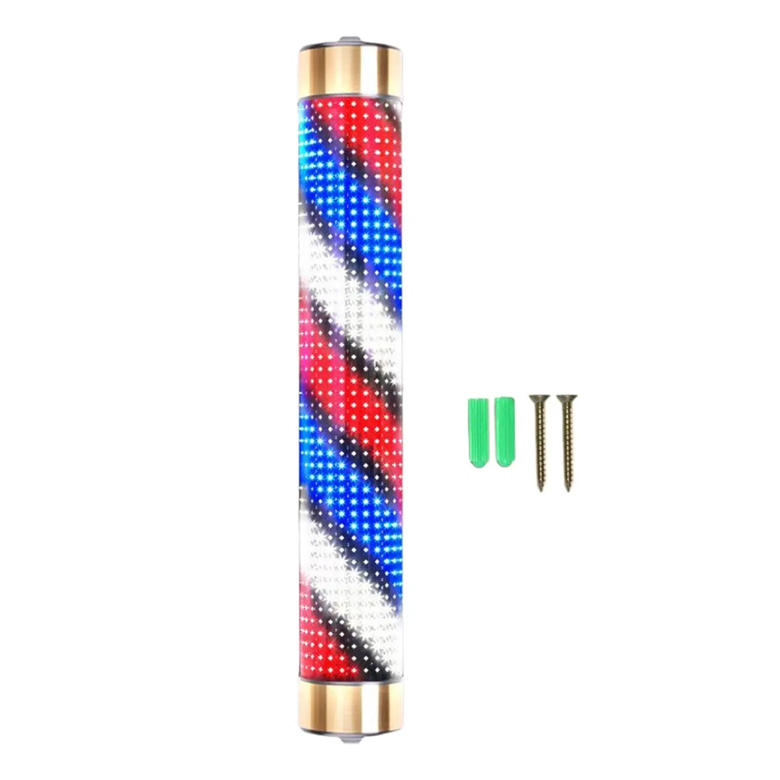 Rotating LED Barber Pole Light – 15 cm × 65 cm Gold Caps