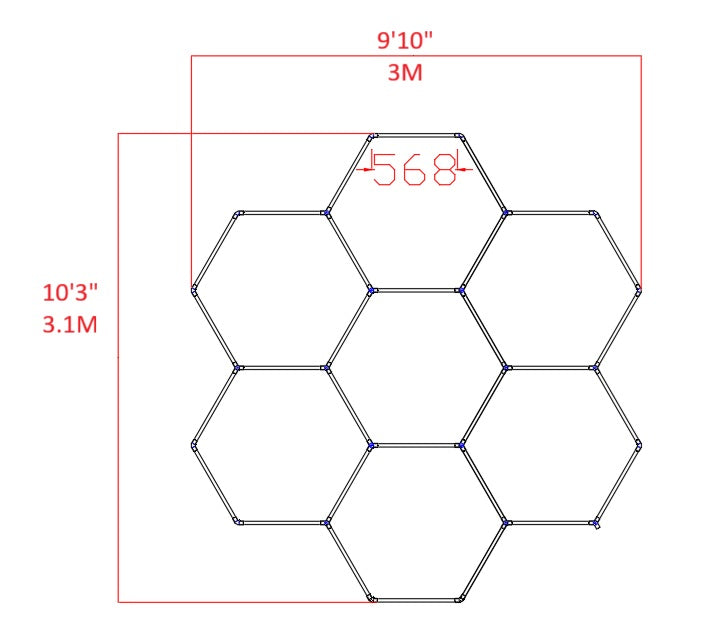 Hexagonal Lights Grid - 7 Hex - Honeycomb (2.6M * 2.4M) - HexaGara