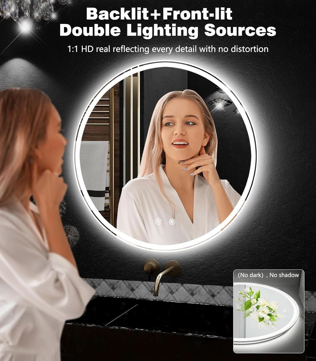 40 Inches LED Vanity Mirror Dimmable TemperedGlass
