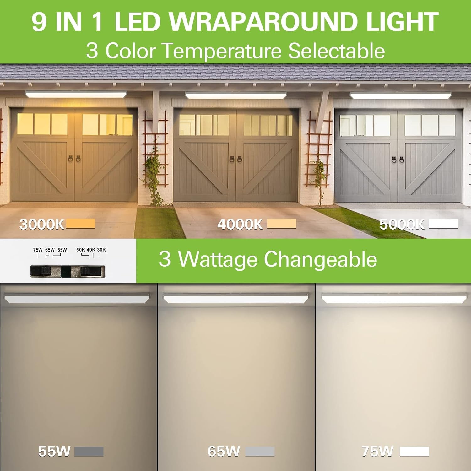 4-FT LED Wraparound Light (3 Wattages/3 Lumens/3 CCT Selectable) (4-Pack)