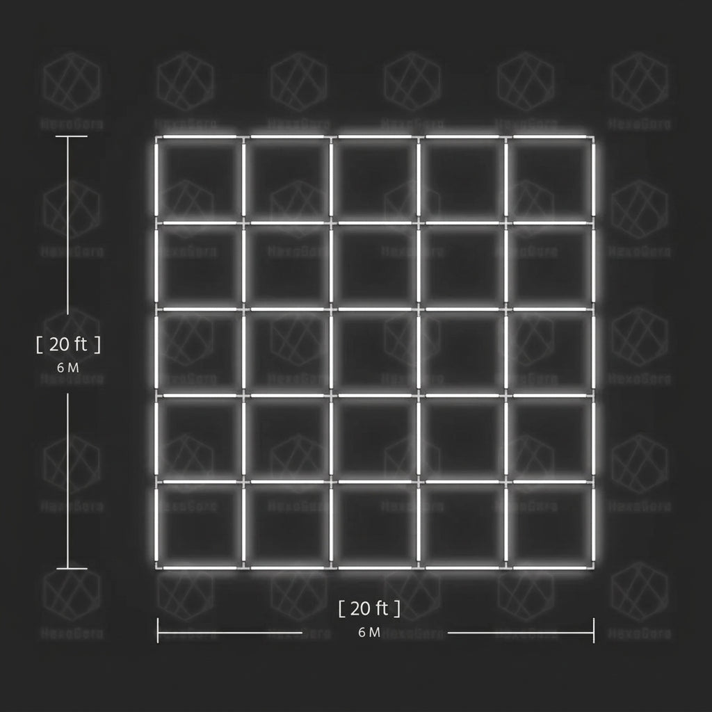 25 Large Squares Lights | 20' x 20' LED Lighting for Garages, Gyms