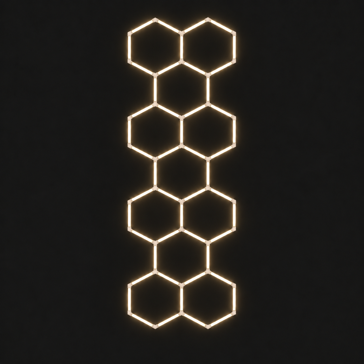 11-Hexagon Long LED Light Grid in Warm White (3000K), 17 ft 6 in by 5 ft 5 in