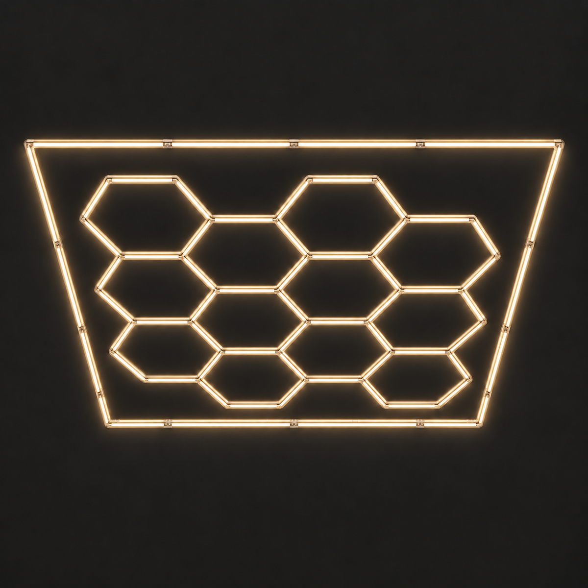 12 hexagon light grid with border in warm white 3000K