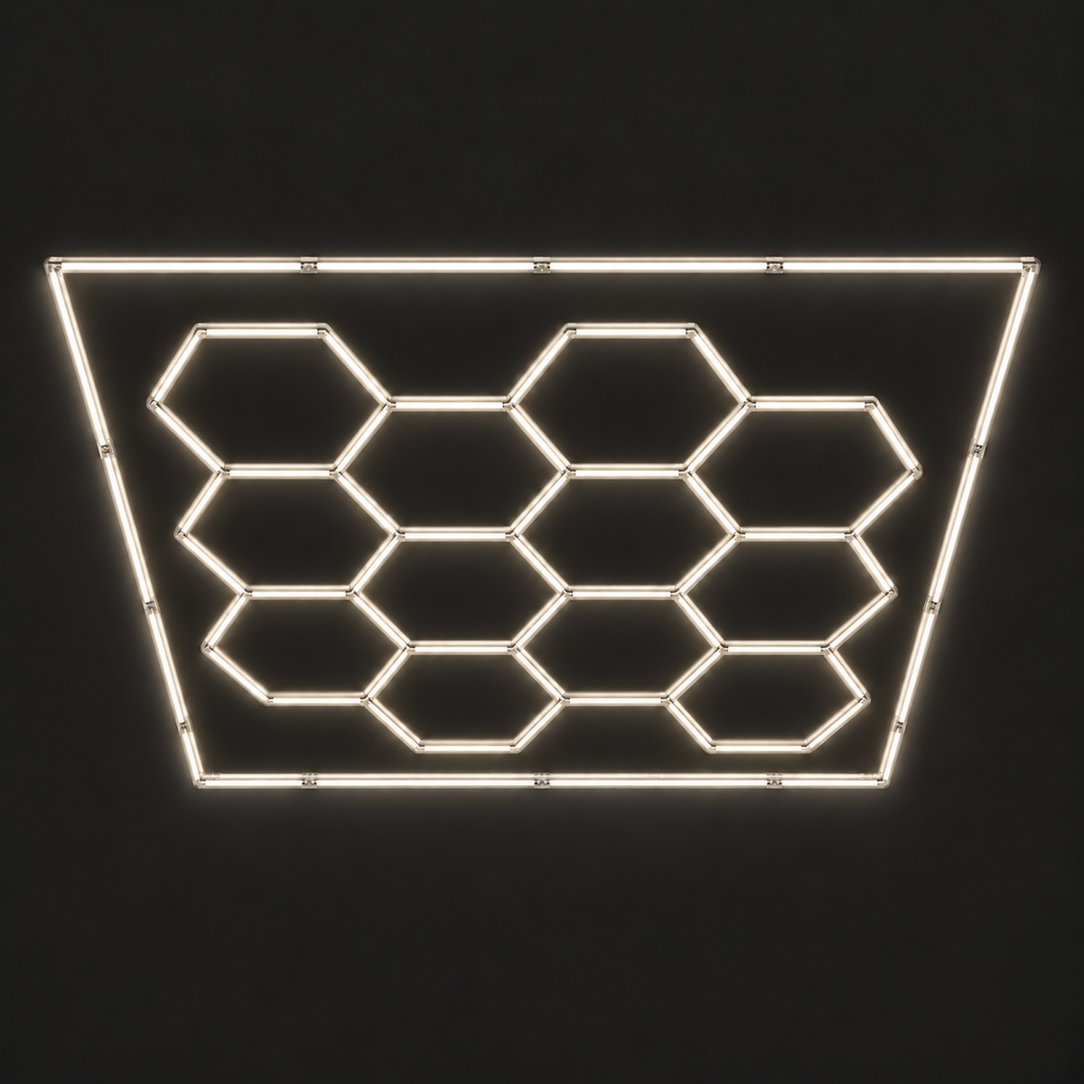 12 hexagon light grid with border in soft white 4000K