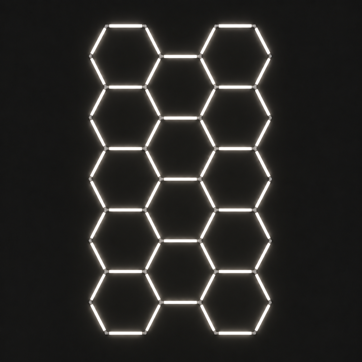 14-hexagon LED light grid, Natural White 5000K, tall 5-4-5 layout