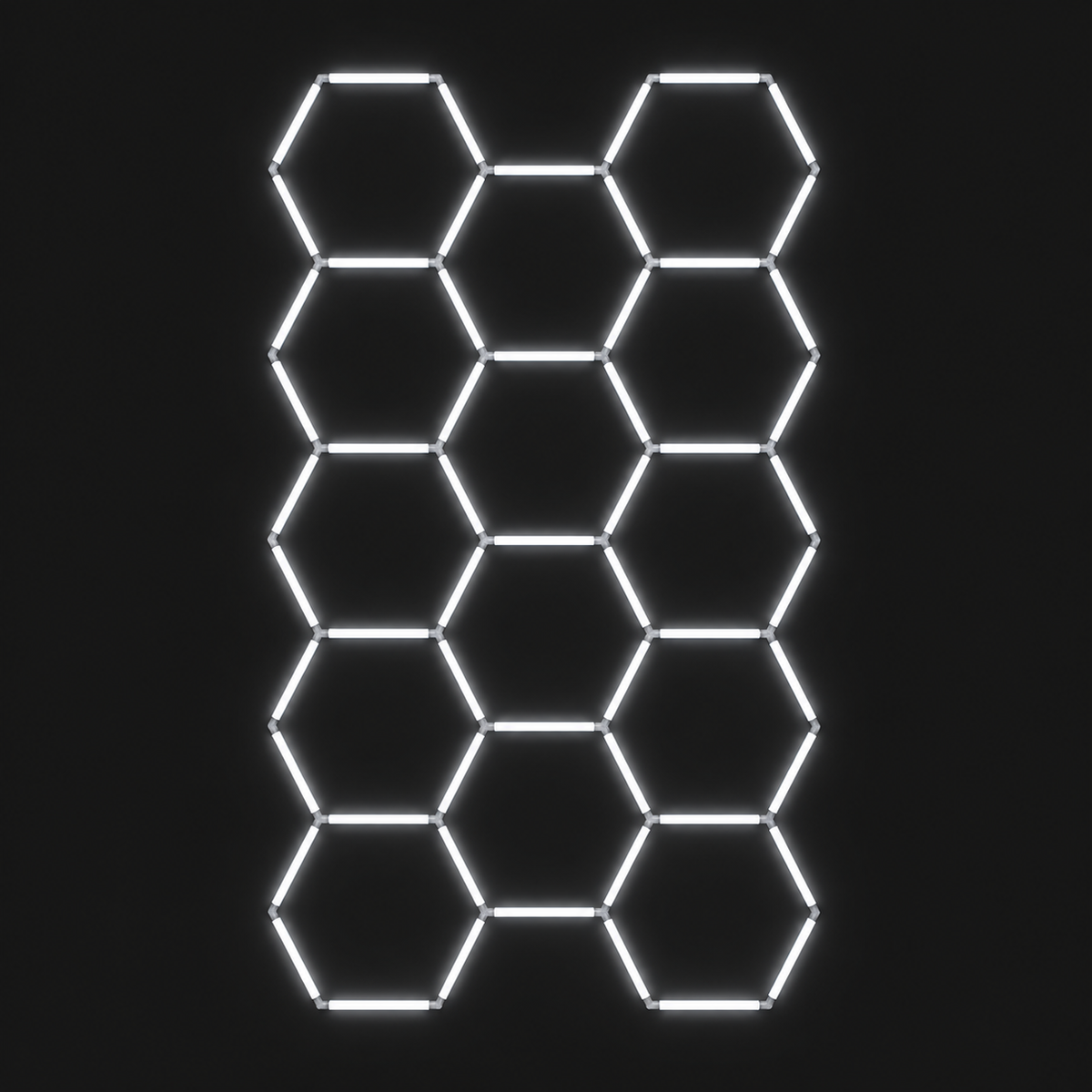 14-hexagon LED light grid, Cool White 6500K, tall 5-4-5 layout